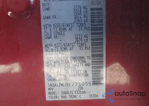 2014 Nissan Rogue S from USA, damaged, VIN 5N1AT2ML2EC771055